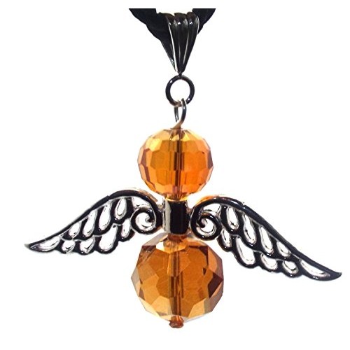 Large Guardian Angel Wing Orange Crystal Pendant